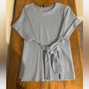 Express Light Blue Short Sleeve Top with Tie